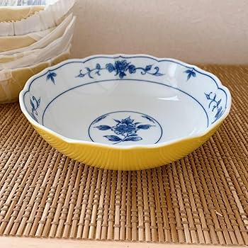 Amazon.co.jp: たち吉 橘吉 黄地染付花紋 中皿揃 5枚セット 和食器